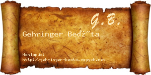 Gehringer Beáta névjegykártya